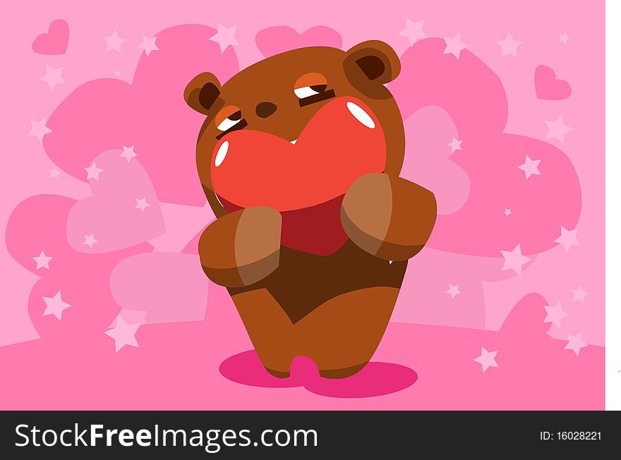 Image of a teddy bear who hands love on valentine day. Image of a teddy bear who hands love on valentine day.