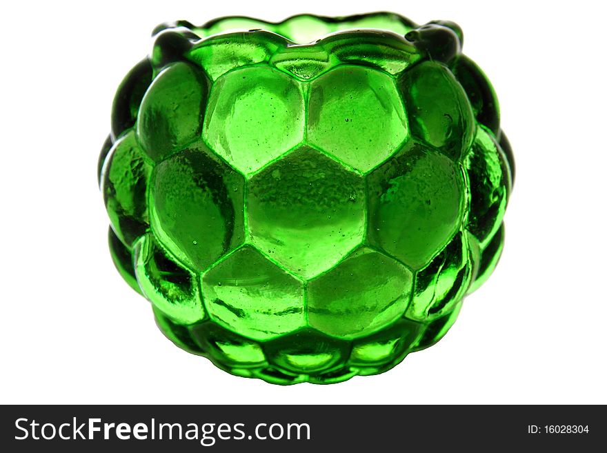 Green glass on white background