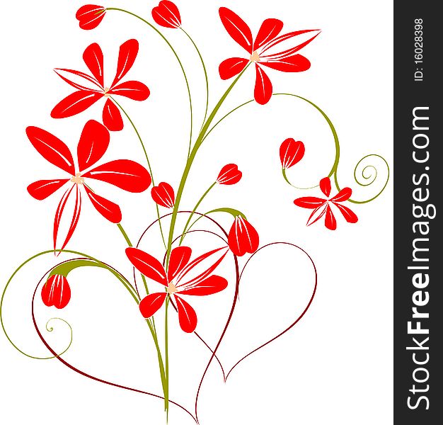 Floral abstract background with hearts