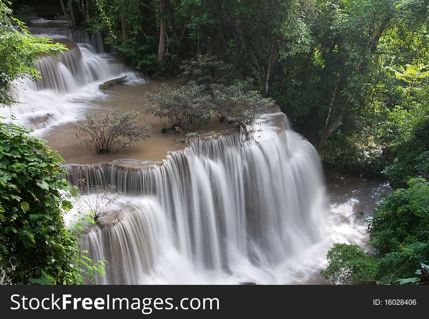 Huay Mae Khamin Forth Level, Paradise Waterfall located in deep forest. Huay Mae Khamin Forth Level, Paradise Waterfall located in deep forest