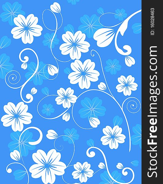 Abstract floral illustration in blue background. Abstract floral illustration in blue background