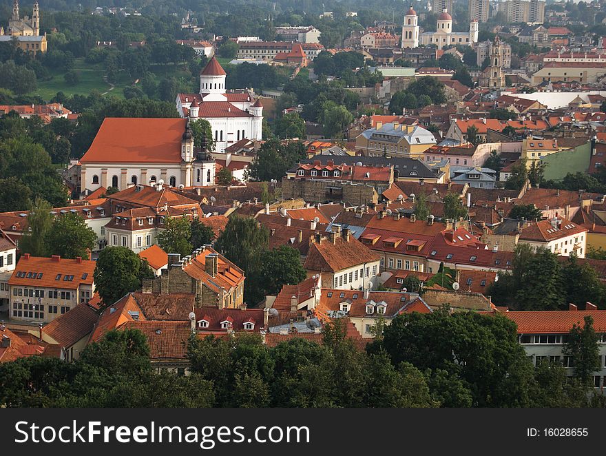 Vilnius cityscape, old town roofs