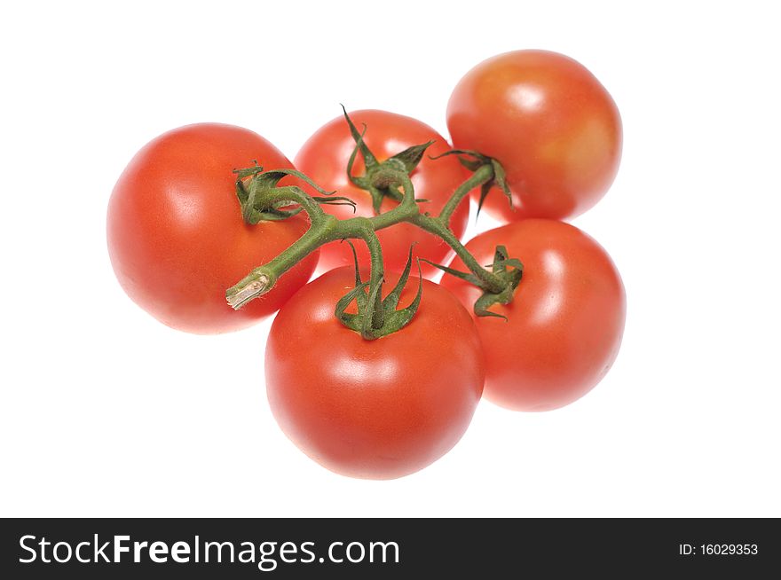 Ripe red tomato isolated over white
