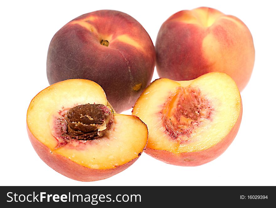 Ripe fresh peach isolated on white. Ripe fresh peach isolated on white