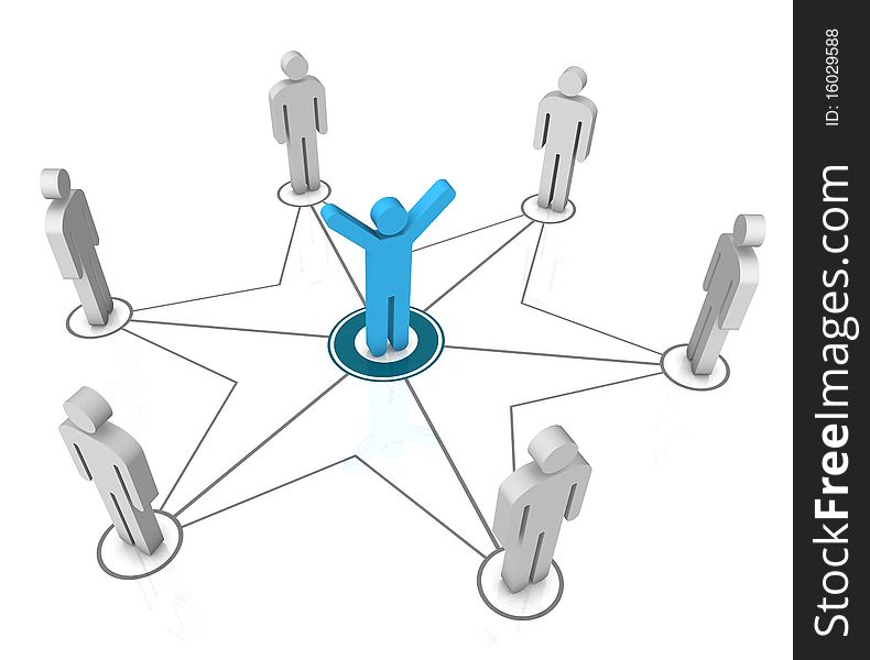 3d human network in white back ground