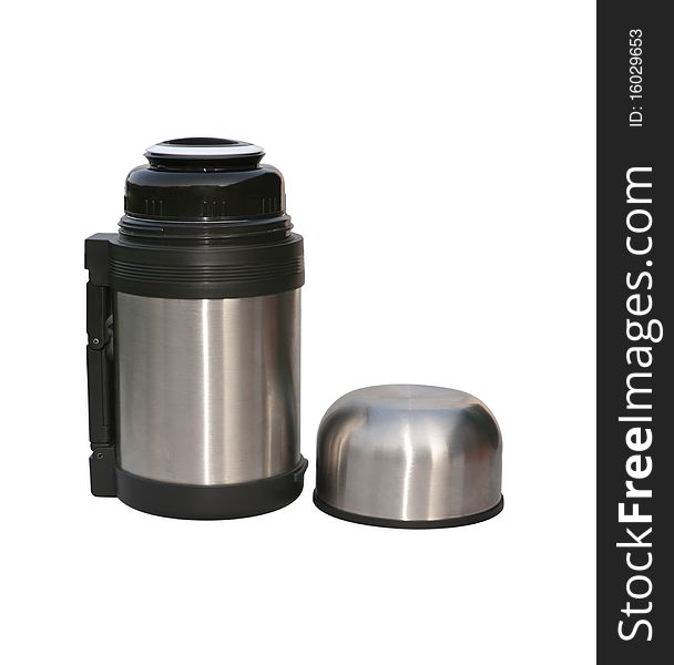 Thermos whith cover, isolated on white