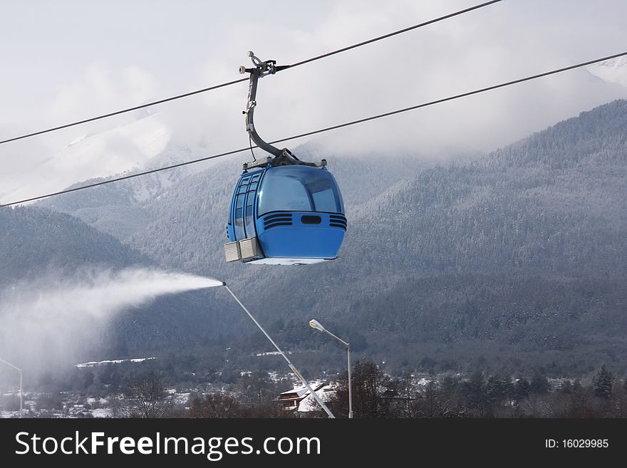 Cable car lift at alpine ski resort Bansko, Bulgaria. Cable car lift at alpine ski resort Bansko, Bulgaria