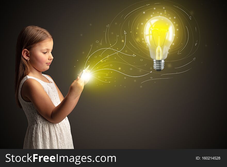 Girl Holding Tablet With New Idea Concept