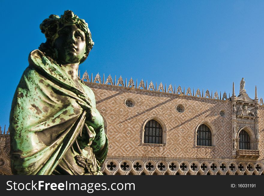 Upper wall of Palazzo Ducale located at Venice, Italy. Upper wall of Palazzo Ducale located at Venice, Italy