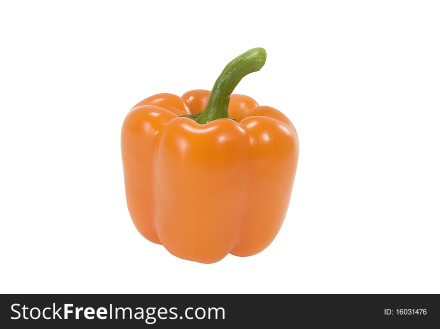 Ripe yellow bell peppers on  white background