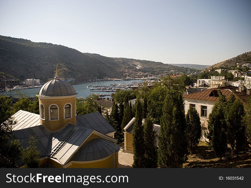 View of Balaklava bay and town, Crimea. View of Balaklava bay and town, Crimea