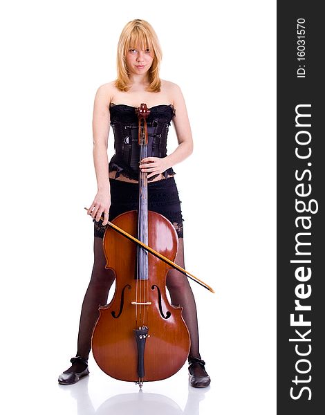 Sexy girl portrait with cello