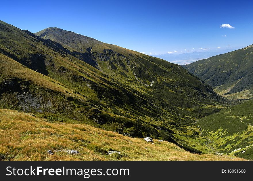 View at the top of the Western Tatras mountains in central Slovakia