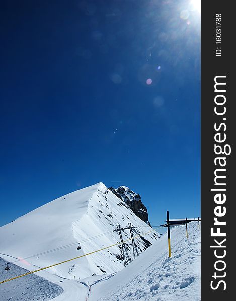 Landscape of the titlis snow mountain