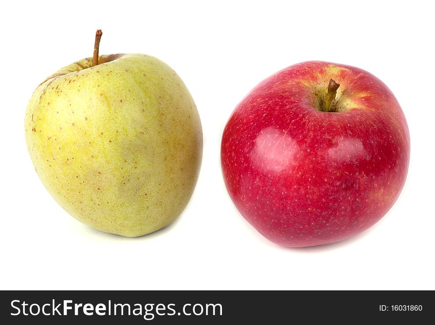 Red and green apples isolated on white background.