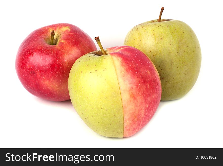 Red and green apples isolated on white background.