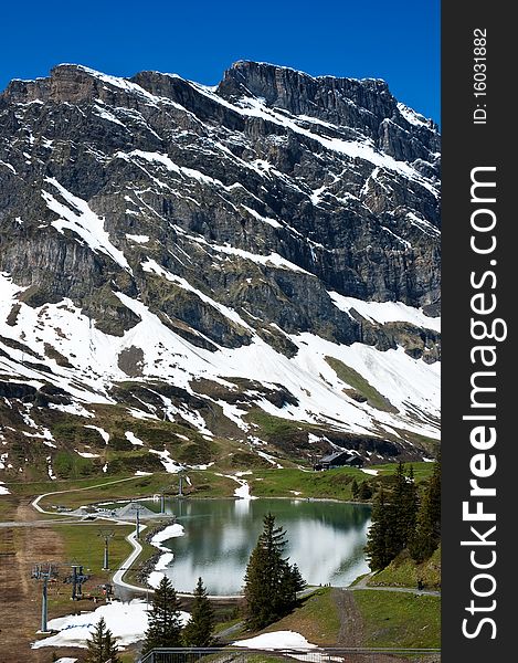 Landscape of the titlis snow mountain