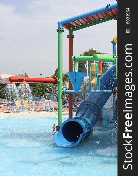 Children's slide in the water park. Children's slide in the water park