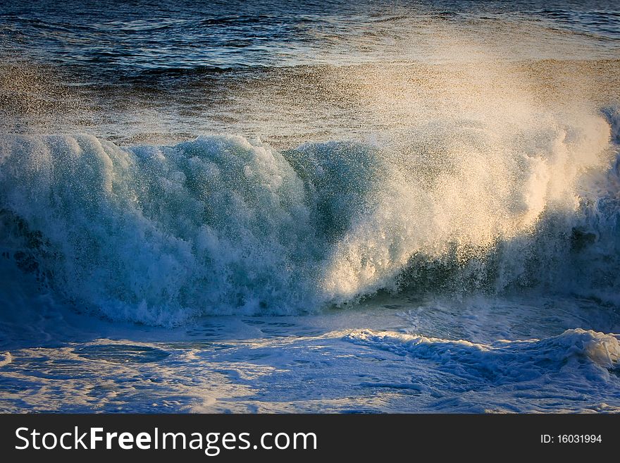 Powerful surging storm swell.