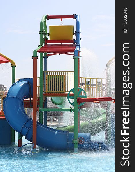 Children's slide in the water park. Children's slide in the water park