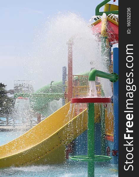 Children's slide in the water park. Children's slide in the water park