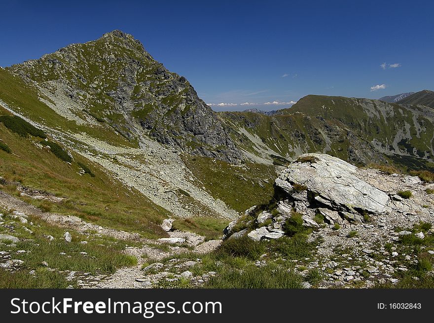 Peaks of the Western Tatras of central Slovakia in the saddle Å½iarska. Peaks of the Western Tatras of central Slovakia in the saddle Å½iarska