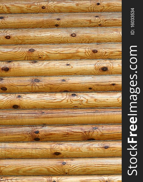 Logs of wooden house as background