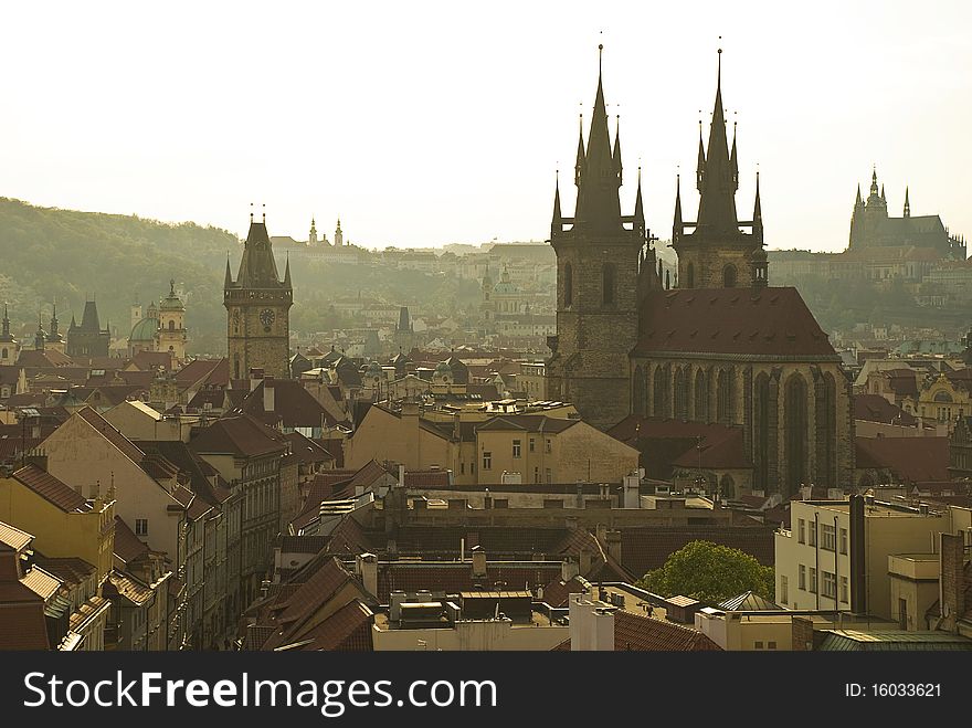 View of prague from the Powder Tower. View of prague from the Powder Tower