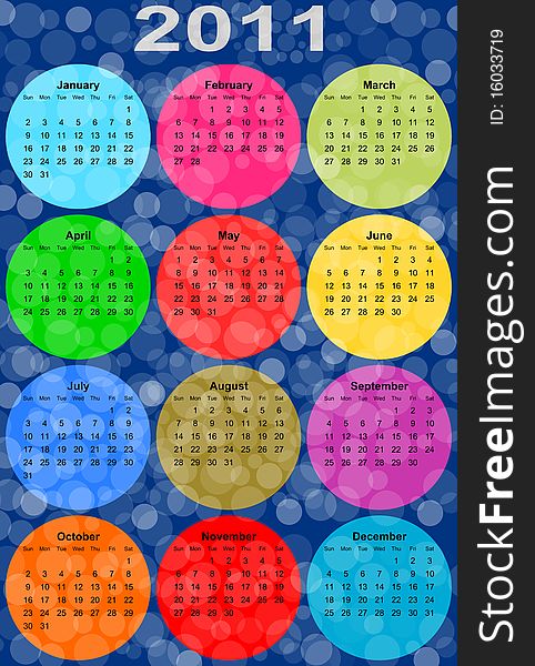 2011 colorful funny calendar illustration