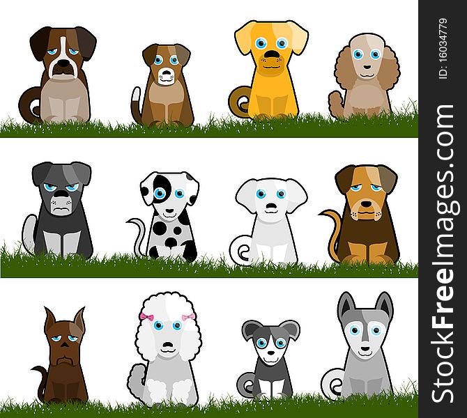 Set of cute dogs vector