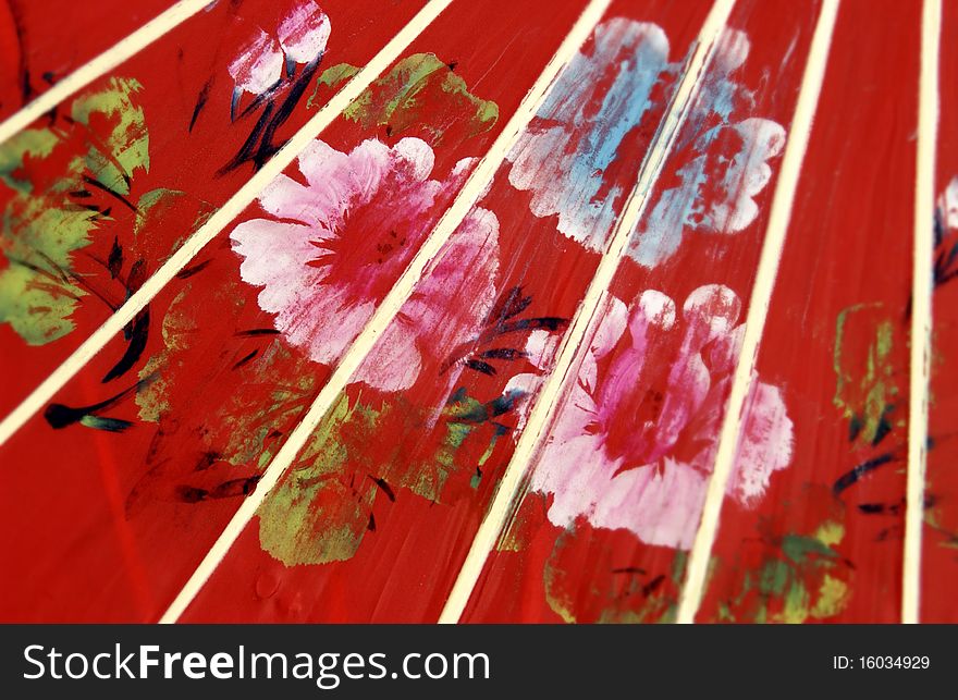 Floral pattern on oriental umbrella