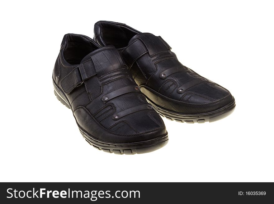 Black man's low shoes on a white background. Black man's low shoes on a white background