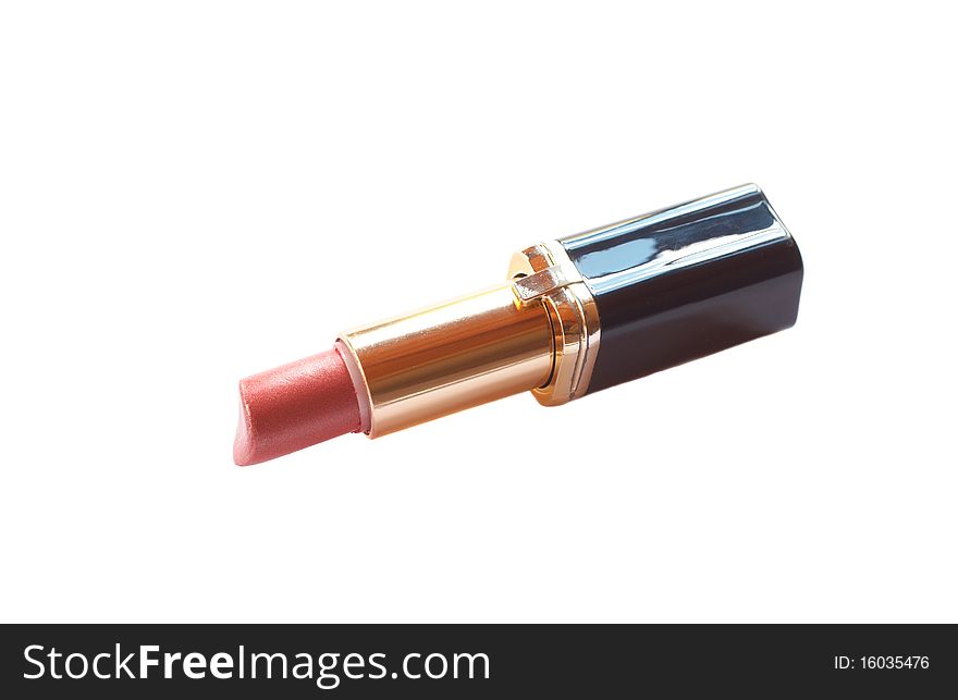 Pink lipstick isolated on white background