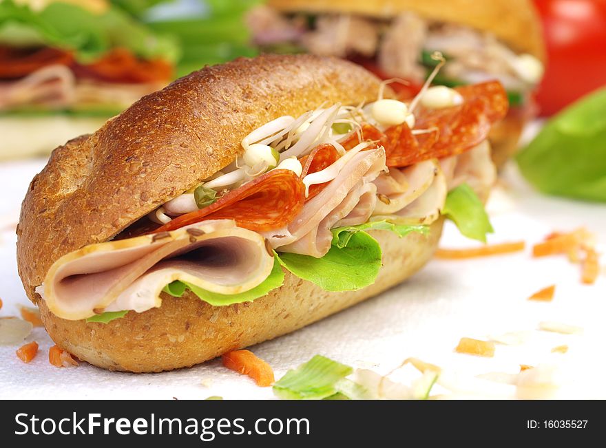 Delicious healthy sandwich, studio photo