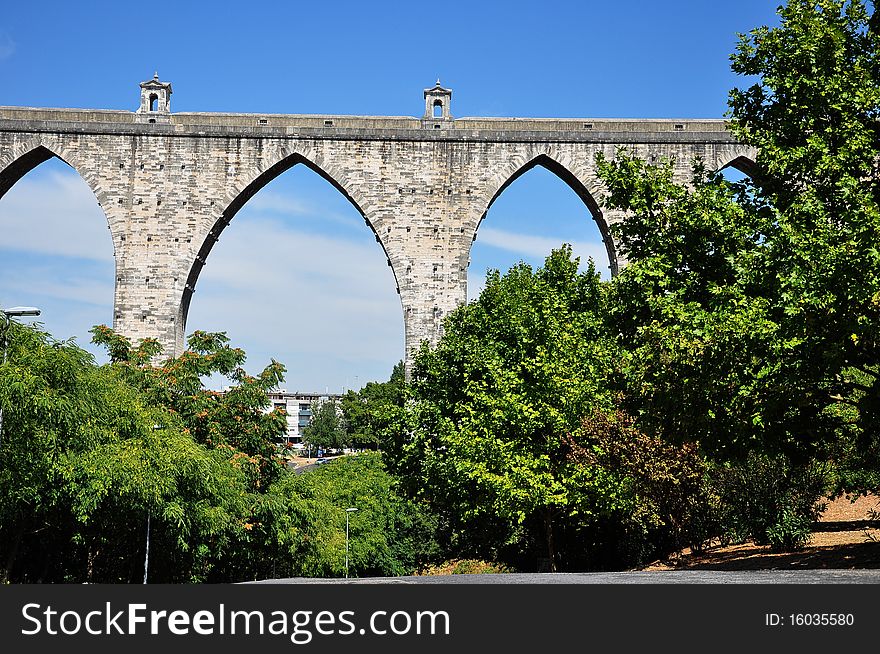 The historic architecture water in Lisbon was built in 18 century, Portugal