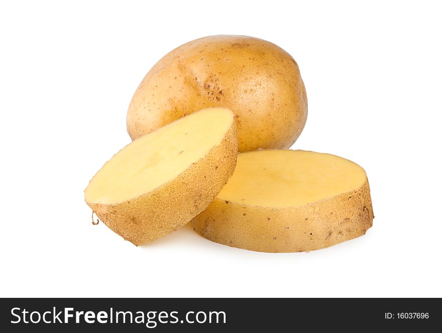 Raw potatoes isolated on a white background. Raw potatoes isolated on a white background