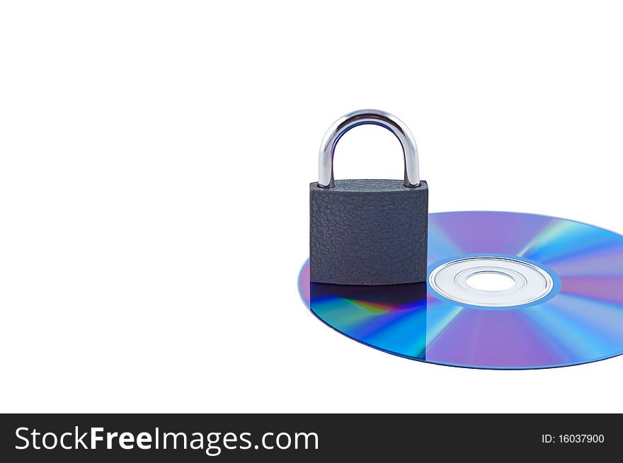 Lock on a cd isolated on white. Lock on a cd isolated on white.