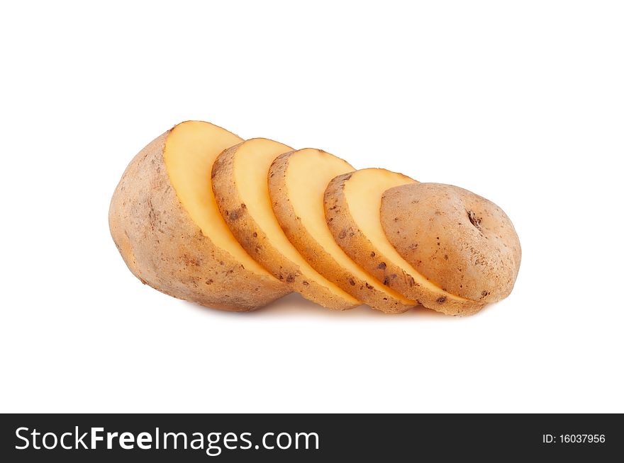 Cut Potato Isolated On White.