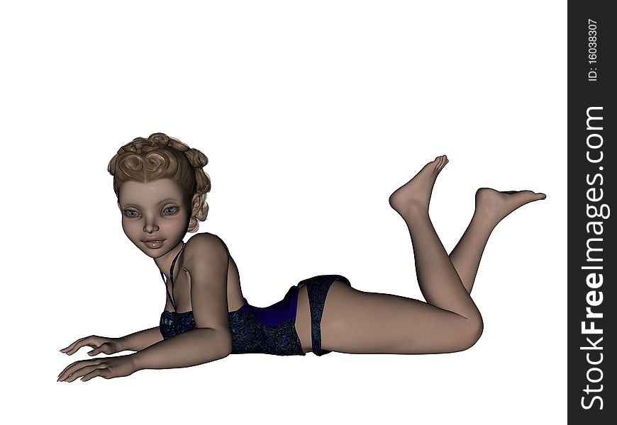 3D Render Female Pin Up Pose