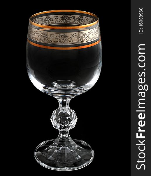 Empty glass isolated on black background