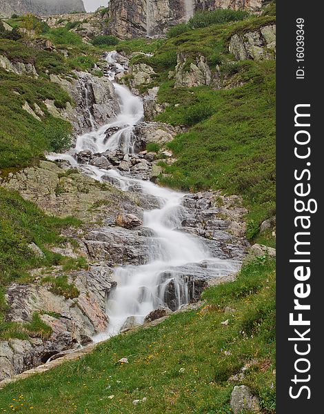 Waterfall in green nature in Switzerland