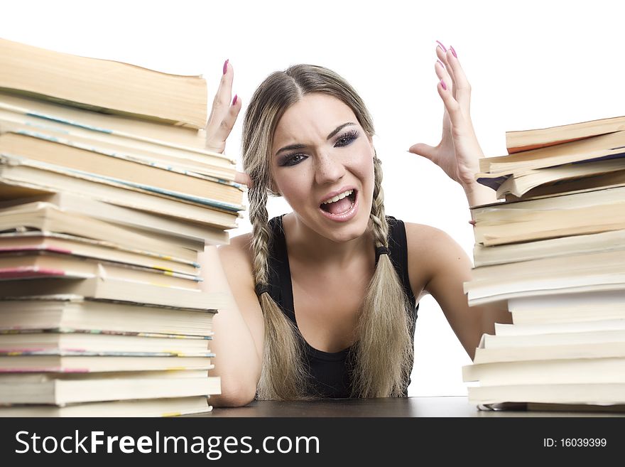 Young pretty girl with books