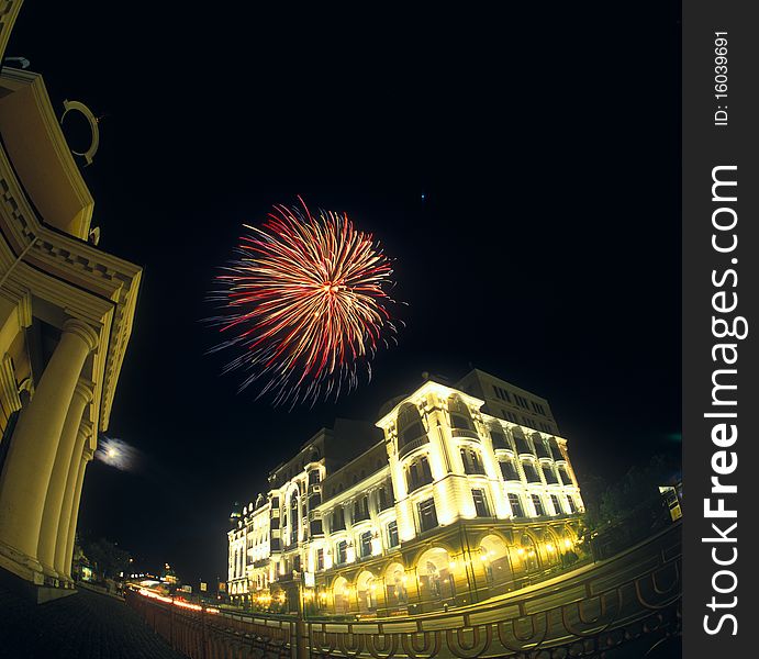 Fireworks Over A City.