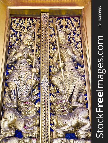 Temple of the Emerald Buddha door , Bangkok ,. Temple of the Emerald Buddha door , Bangkok ,