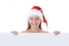 Beautiful Christmas Woman In Santa Hat Royalty Free Stock Image