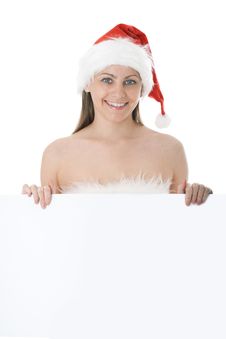Beautiful Christmas Woman In Santa Hat Royalty Free Stock Photos