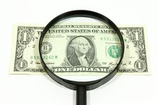 US Dollar With Magnifying Glass Royalty Free Stock Photo US Dollar With Magnifying Glass Royalty Free Stock Photo