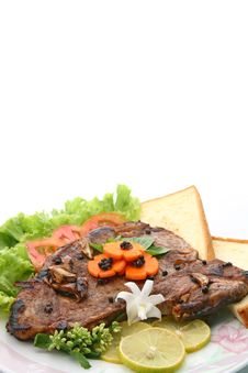 T Bone Pepper Steak With Vegetable And Bread Stock Images T Bone Pepper Steak With Vegetable And Bread Stock Images