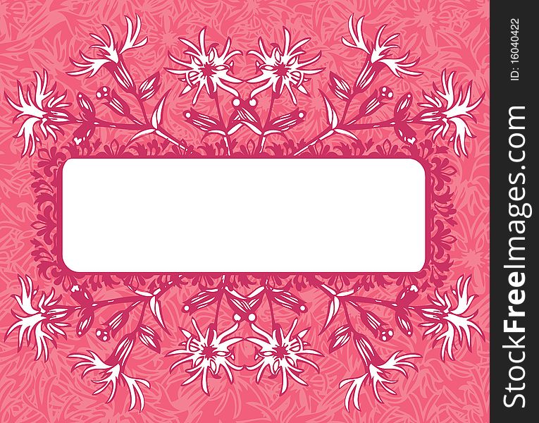 Vintage pink floral banner with space for text