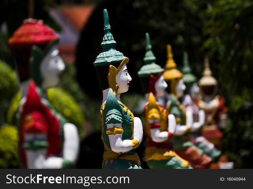 Deva in traditional Thai style decoration in Temple